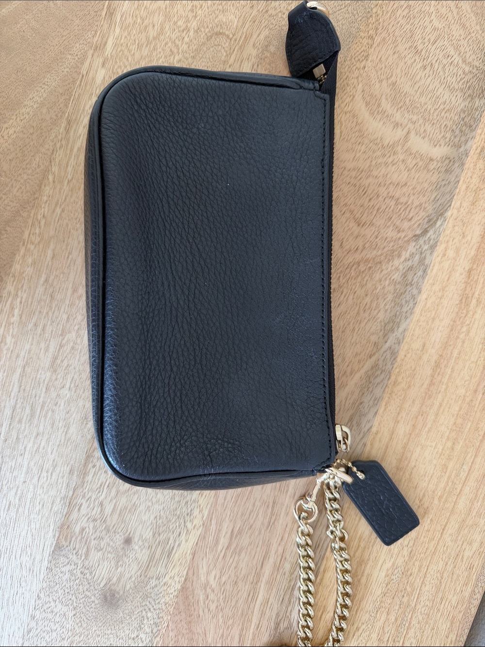 Coach Black Pebbled Leather Double Zip clutch with Gold Hardware - Picture 2 of 2